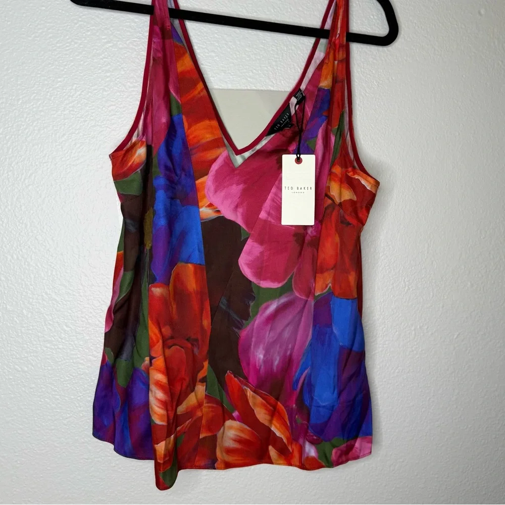 Ted Baker Atheri Floral Print V Neck Cami Top, size 16 NWT - Picture 3 of 7